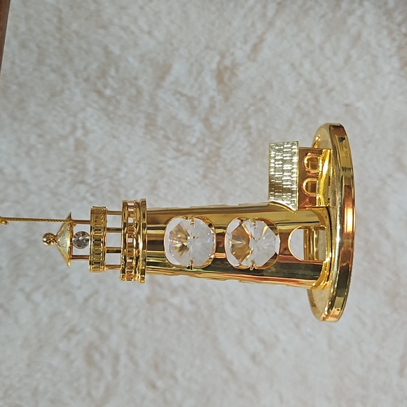 KG&C Gold Plated Lighthouse w/ Swarovski Crystals Ornament 3.5 - Picture 4 of 8